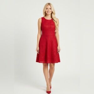 Red Lace A-Line Dress Medium Sleeveless Wedding Guest Lily Morgan Valentines Day